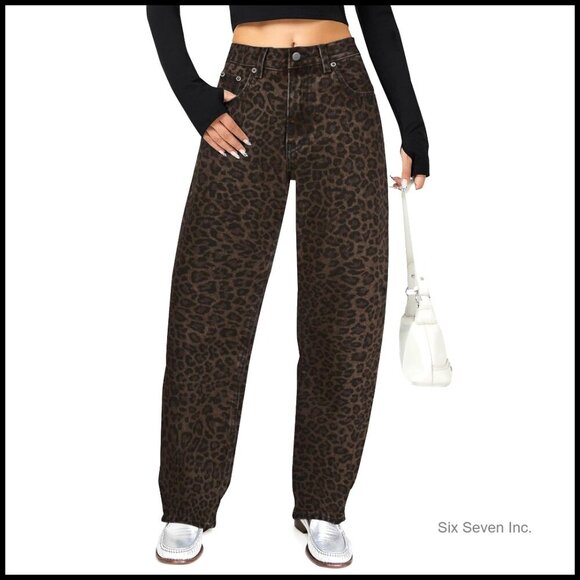 Denim - High Waisted Barrel Jeans Wide Straight Leg Boyfriend Fit Y2K Chic